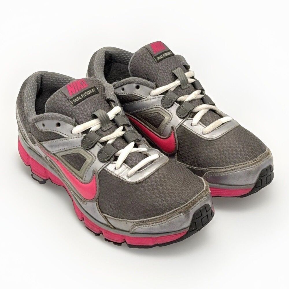 Nike Dual Fusion ST Running Shoes Gray Pink Breathable Mesh Sneakers Size 6.5